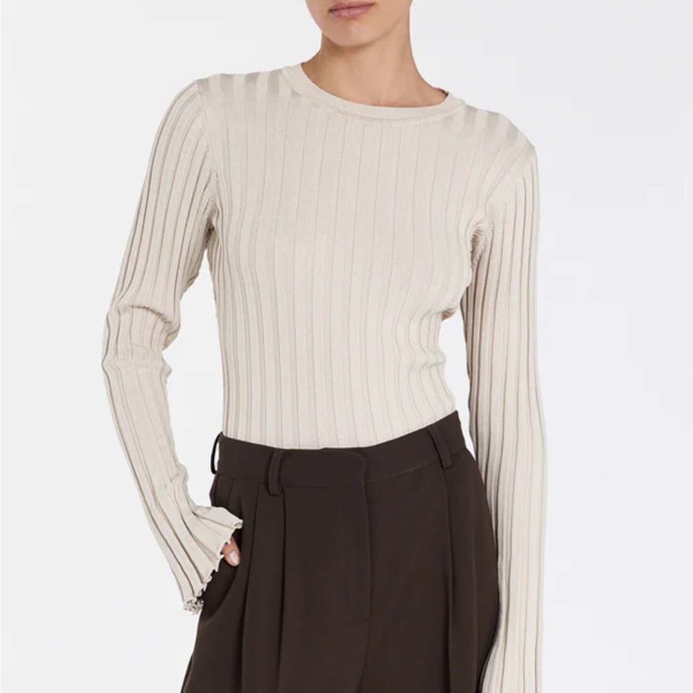 Dissh Ada Long Sleeve Knit Top in Stone - Picture 2 of 6